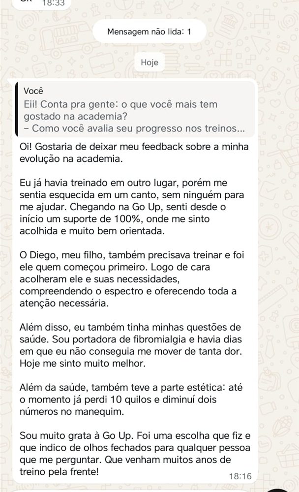 Depoimento de aluna da GoUP